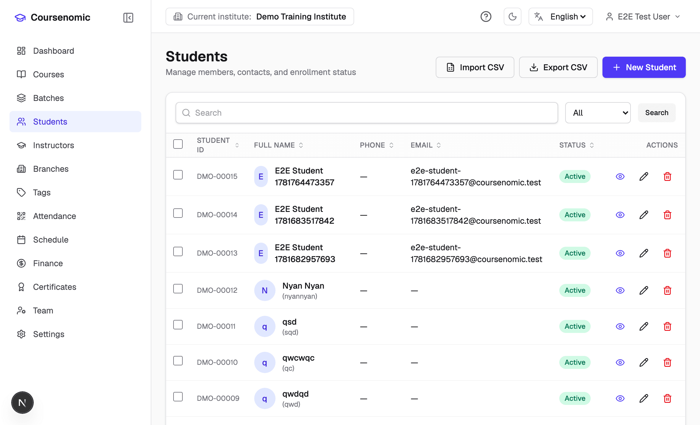 Students list